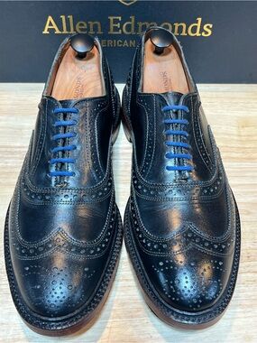 Allen Edmonds McTavish 🔥 Men's Black Leather Wingtip Oxfords Sz 10D Made 🇺🇸